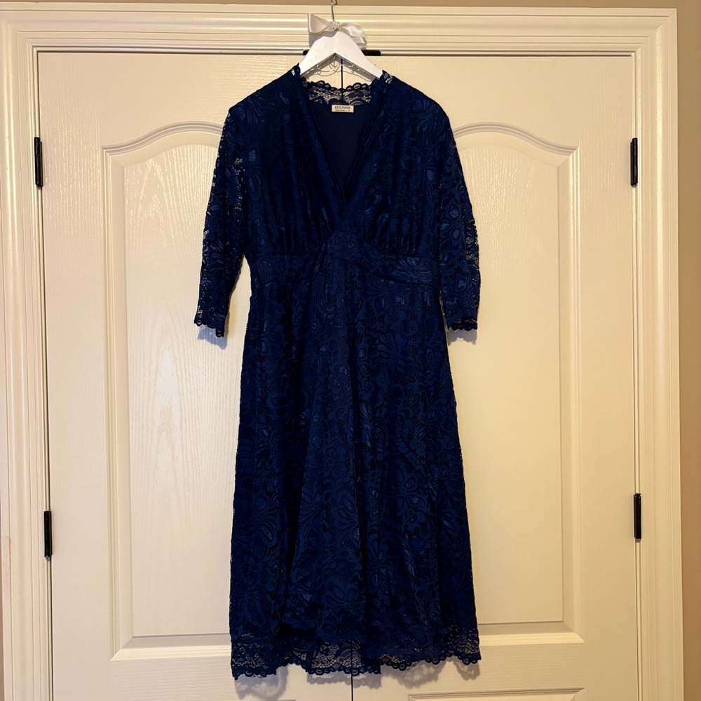 Kiyonna Mademoiselle Lace Cocktail Dress Navy 2X